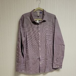 Artefact Long Sleeve Burgundy White Stripe Button Down Large New Business Office